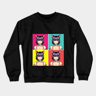 cat girl in pop art style Crewneck Sweatshirt